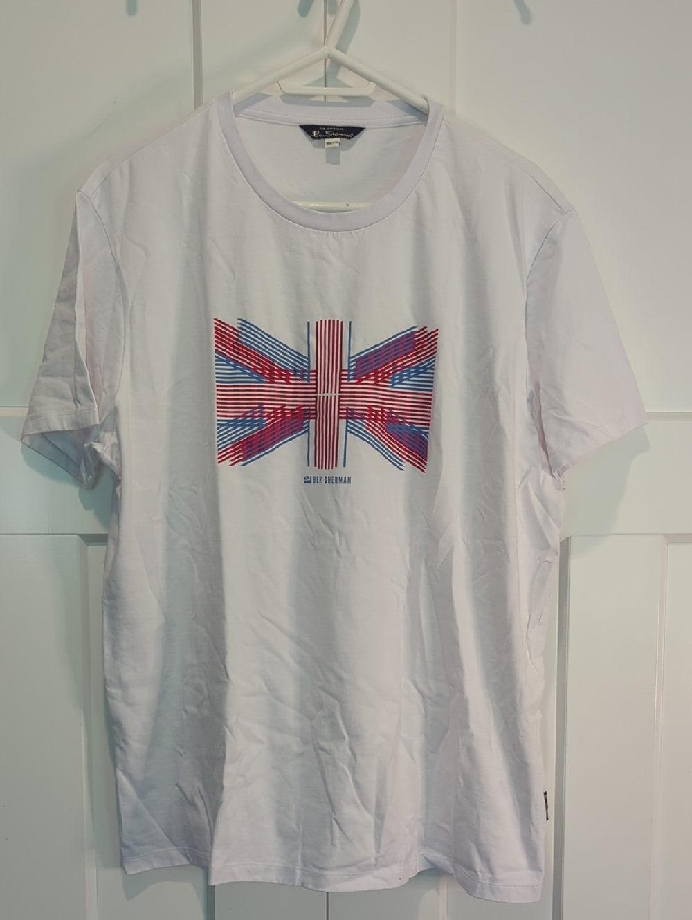 Ben Sherman White Tee with Red & Blue Graphic Union Jack Size XXL